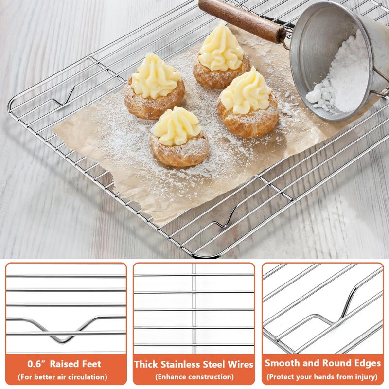 P&P CHEF Baking Cooling Rack Set for Cooking Roasting, 4-Piece Stainless Steel Wire Racks for Oven Use, Healthy & Dishwasher Safe, Rectangle, 8.6 + 9.7+ 11.6 + 15.3 Inch - Image 4